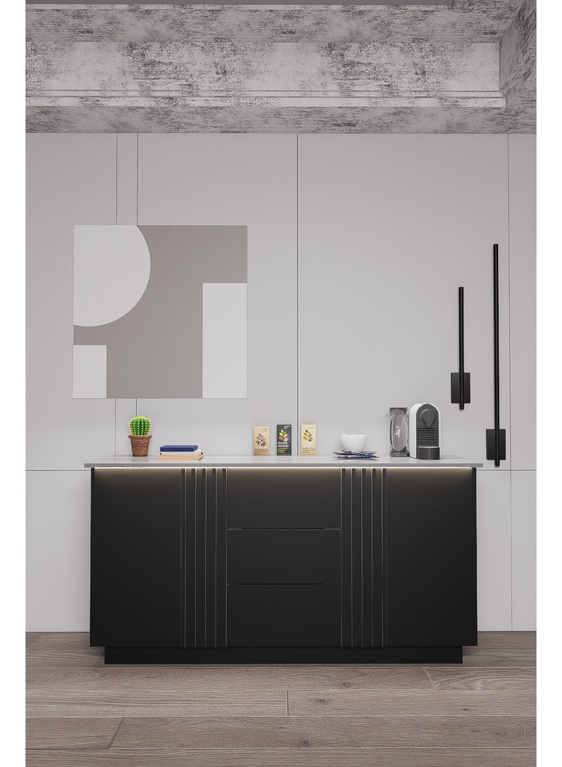 كوفي وورلد ركن القهوة باللون اسود بالاضاءة المخفية الانيقة تكيسات الطولية. - Image 1