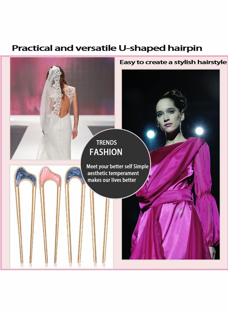 Excefore - Hair Pins for Women, 4 Pcs U Shaped Hair Clips, Metal Vintage Hair Sticks French Hair Pin Hairstyle Chignon for Women Girls Hair Fork for Thick Medium Hair - Image 1