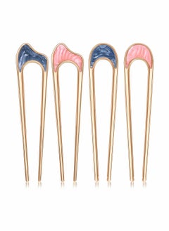 Hair Pins for Women, 4 Pcs U Shaped Hair Clips, Metal Vintage Hair Sticks French Hair Pin Hairstyle Chignon for Women Girls Hair Fork for Thick Medium Hair