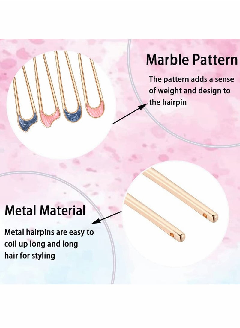Excefore - Hair Pins for Women, 4 Pcs U Shaped Hair Clips, Metal Vintage Hair Sticks French Hair Pin Hairstyle Chignon for Women Girls Hair Fork for Thick Medium Hair - Image 1