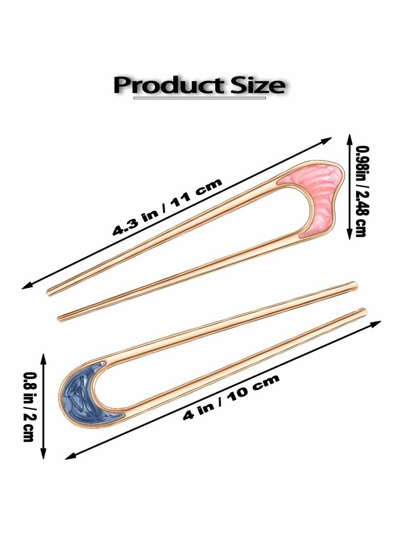 Excefore - Hair Pins for Women, 4 Pcs U Shaped Hair Clips, Metal Vintage Hair Sticks French Hair Pin Hairstyle Chignon for Women Girls Hair Fork for Thick Medium Hair - Image 1