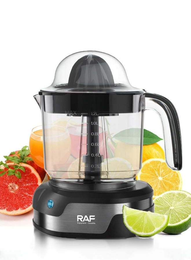 آر إيه أف عصارة حمضيات كهربائية 1.2 لتر حجم كبير ، عصارة برتقال بمحرك قوي ومصباح عمل ليد ، محمولة وسهلة التنظيف ، عصارة ليمون كهربائية للبرتقال والليمون والجريب فروت ، 638 أسود - Image 1