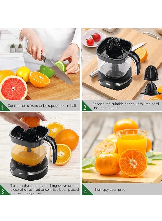 آر إيه أف عصارة حمضيات كهربائية 1.2 لتر حجم كبير ، عصارة برتقال بمحرك قوي ومصباح عمل ليد ، محمولة وسهلة التنظيف ، عصارة ليمون كهربائية للبرتقال والليمون والجريب فروت ، 638 أسود - Image 4