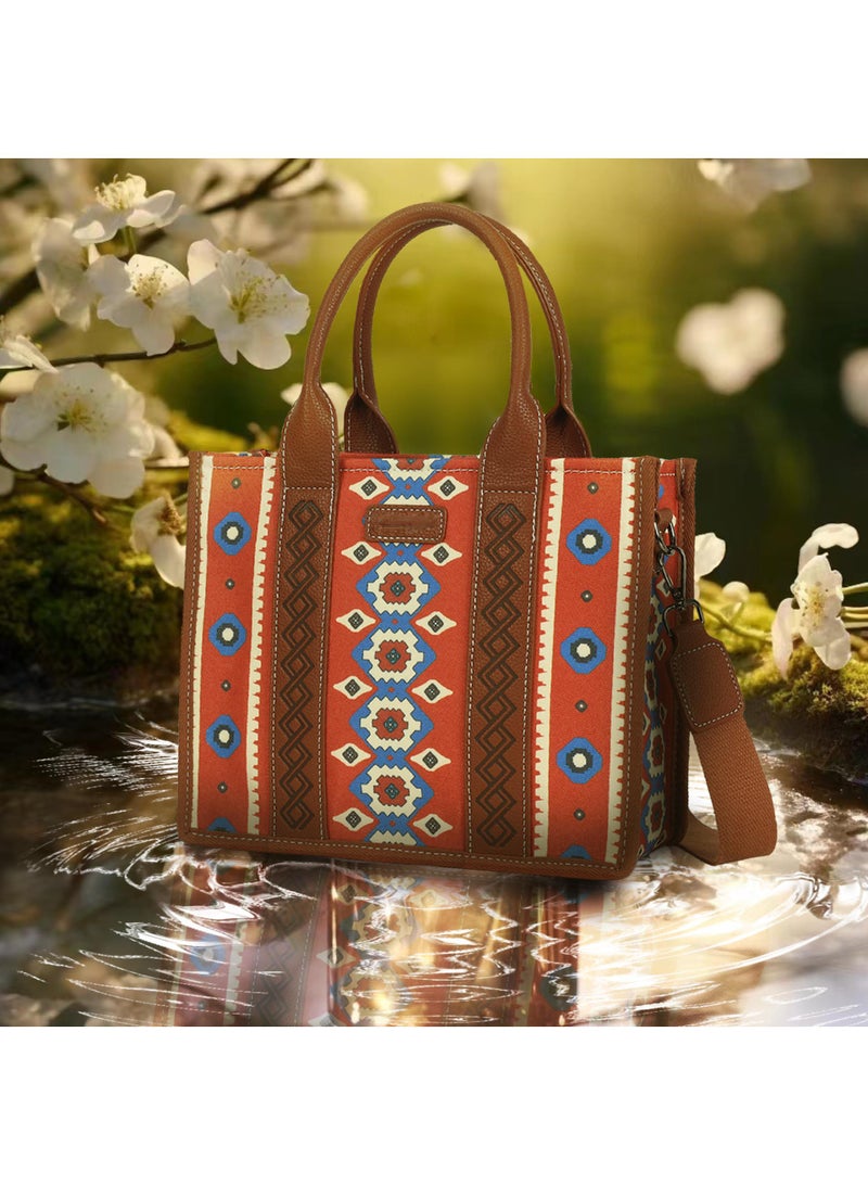 Y&D 2 Pieces Bohemian Style Crossbody Canvas Retro Tote Bag Set For Women Canvas Handbag Purse Shoulder Bags With Pocket  - Image 2