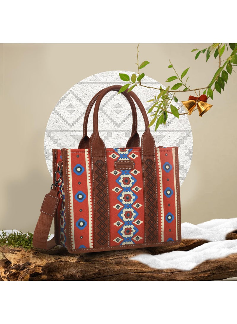 Y&D 2 Pieces Bohemian Style Crossbody Canvas Retro Tote Bag Set For Women Canvas Handbag Purse Shoulder Bags With Pocket  - Image 3