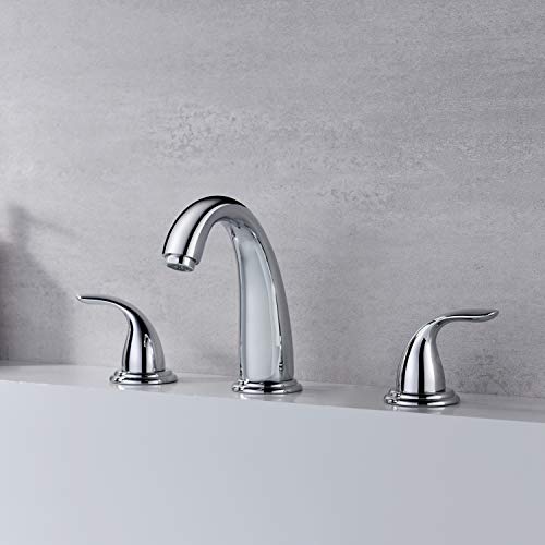 sumerain 2 Handle Widespread Roman Tub Faucet with Valve Chrome Finish, High Flow - Image 4