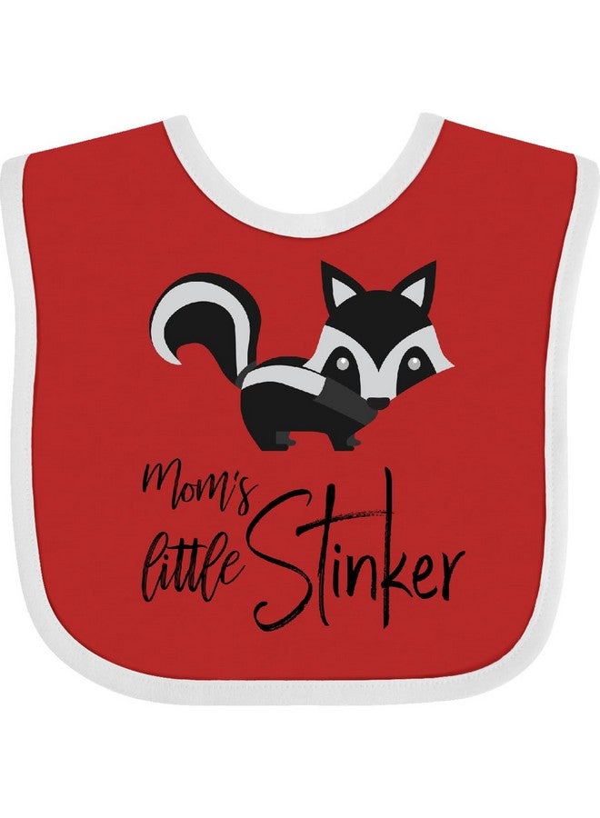 inktastic Mom's Little Stinker Baby Bib Red and White 3ffbf - Image 1