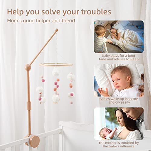let's make lets make Baby Crib Mobile Arm Wooden Baby Mobile Crib Holder 31 inch for Mobile Hanging Baby Crib Attachment for Nursery Decor - Image 3