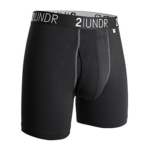 2UNDR Men's 6" Swing Shift Boxer Briefs, Black/Grey, Large - Image 1