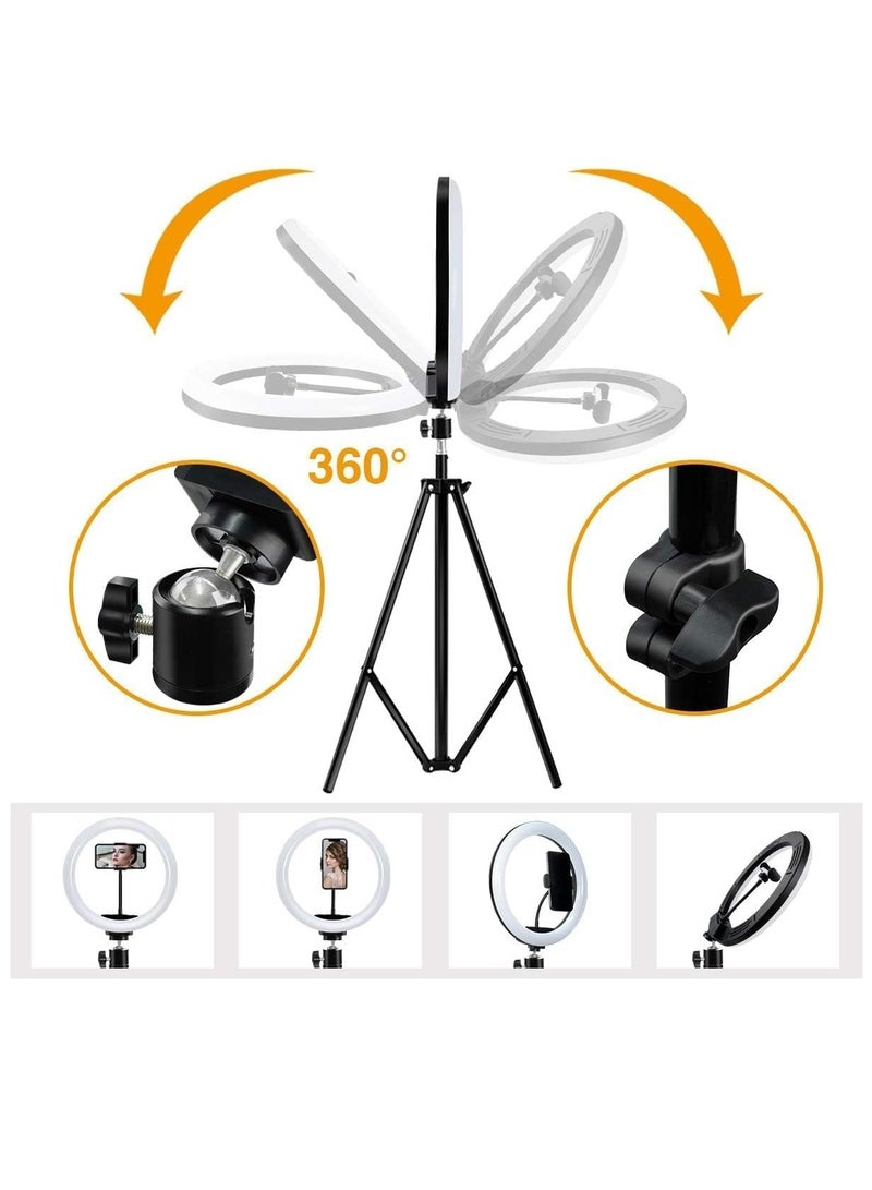 Selfie Ring Light, 10 Inch Dimmable LED Ring Light with Adjustable Tripod Stand and Phone Holder, 3 Lighting Modes and 10 Brightness Levels for Live Streaming, Makeup, YouTube, TikTok, Photography  - Image 3