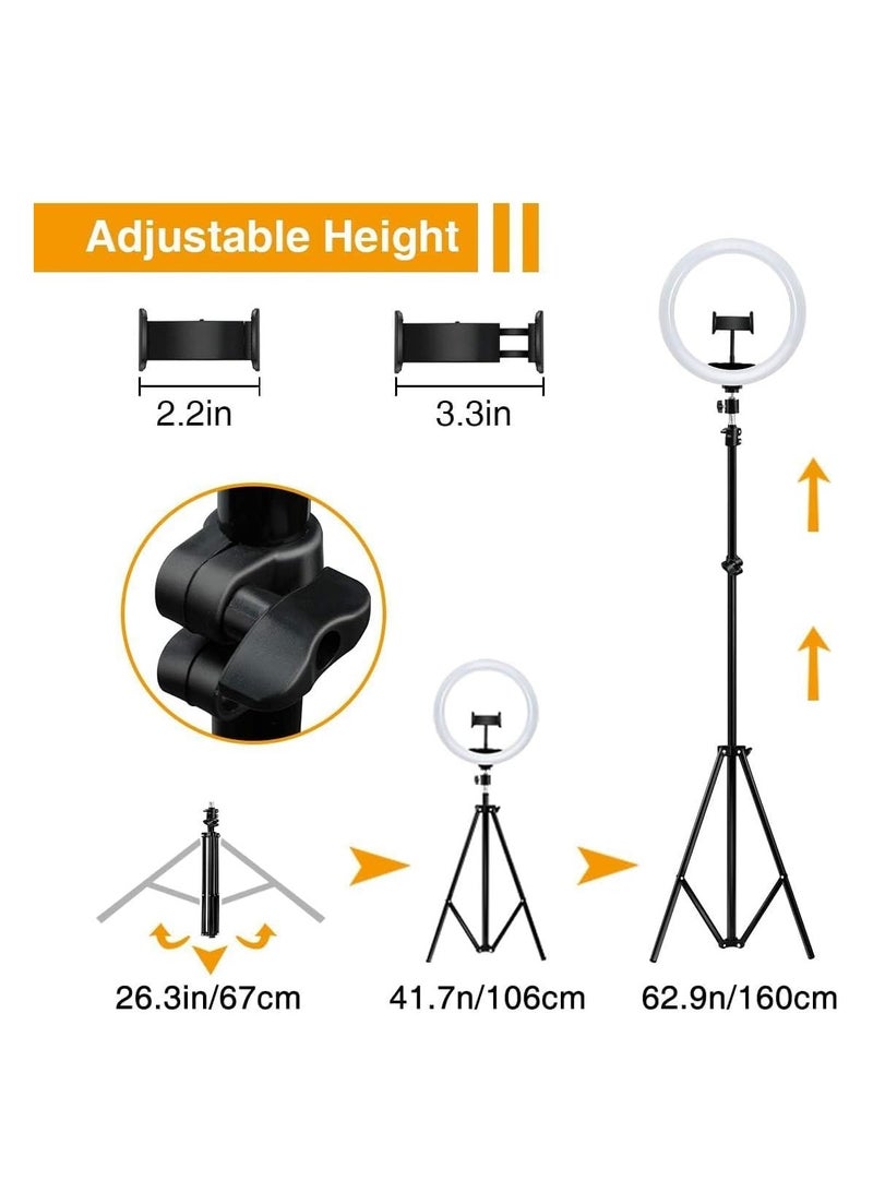 Selfie Ring Light, 10 Inch Dimmable LED Ring Light with Adjustable Tripod Stand and Phone Holder, 3 Lighting Modes and 10 Brightness Levels for Live Streaming, Makeup, YouTube, TikTok, Photography  - Image 4