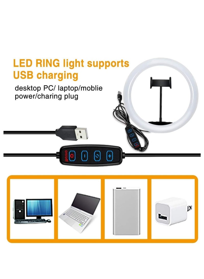 Selfie Ring Light, 10 Inch Dimmable LED Ring Light with Adjustable Tripod Stand and Phone Holder, 3 Lighting Modes and 10 Brightness Levels for Live Streaming, Makeup, YouTube, TikTok, Photography  - Image 5