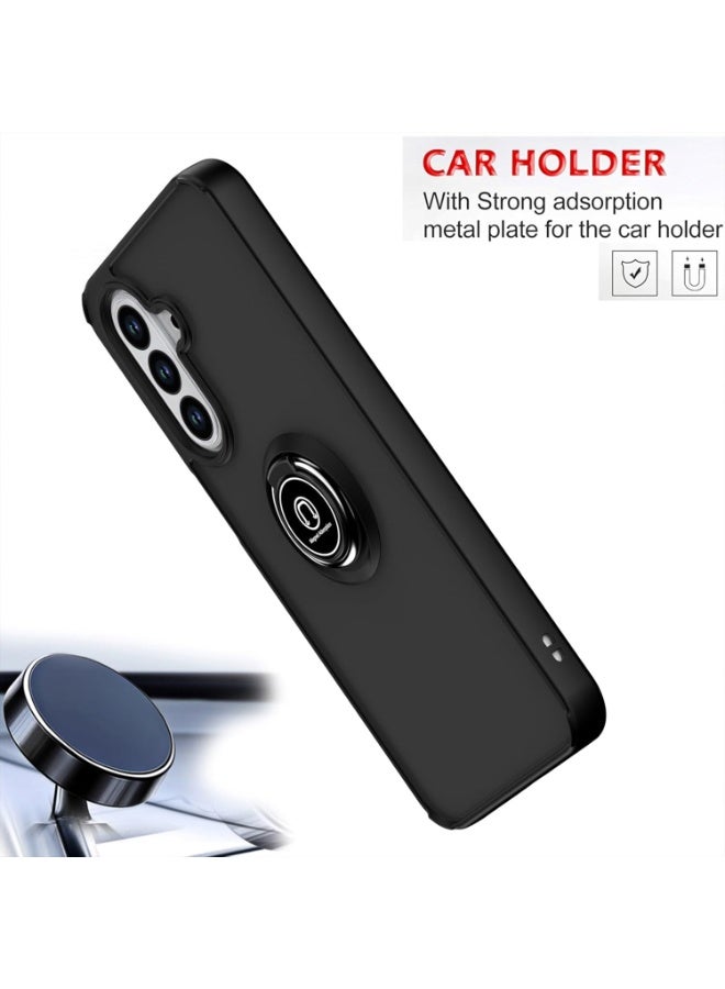 Samsung Galaxy A17 5G Rotational Metal Ring Kickstand Cover Anti Fingerprint Scratch Resistance Matte Finish Case Soft TPU Bumper Magnetic Car Mount Cover for Samsung Galaxy A17 5G - Image 3