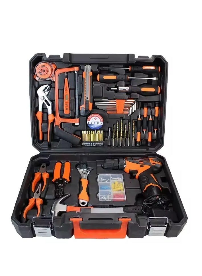 مجموعة أدوات مع حقيبة ملحقات متعددة الألوان طقم مثقاب لاسلكي للمنزل - Image 1