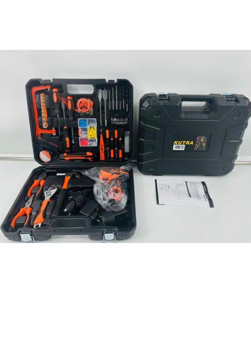 مجموعة أدوات مع حقيبة ملحقات متعددة الألوان طقم مثقاب لاسلكي للمنزل - Image 3