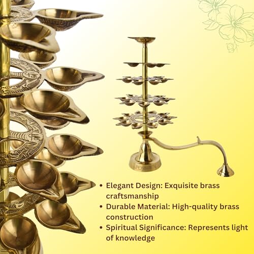 POSHIFY 31-Diya Brass Step Aarti for Auspicious Beginnings - Traditional Indian Handcrafted Aarti Deepak/diya for Puja Room, Home Decor, gifting and Spiritual Practices - 112 - Image 4