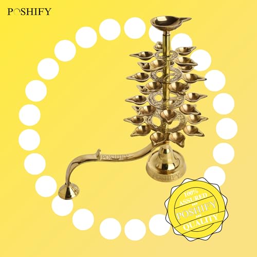 POSHIFY 31-Diya Brass Step Aarti for Auspicious Beginnings - Traditional Indian Handcrafted Aarti Deepak/diya for Puja Room, Home Decor, gifting and Spiritual Practices - 112 - Image 5