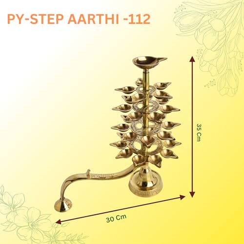 POSHIFY 31-Diya Brass Step Aarti for Auspicious Beginnings - Traditional Indian Handcrafted Aarti Deepak/diya for Puja Room, Home Decor, gifting and Spiritual Practices - 112 - Image 2
