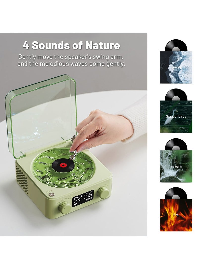 Mini Retro White Noise Bluetooth Speaker Portable Vintage Sleep Aid Bluetooth Speaker Subwoofer with RGB Light Support TF Card(Green) - Image 2