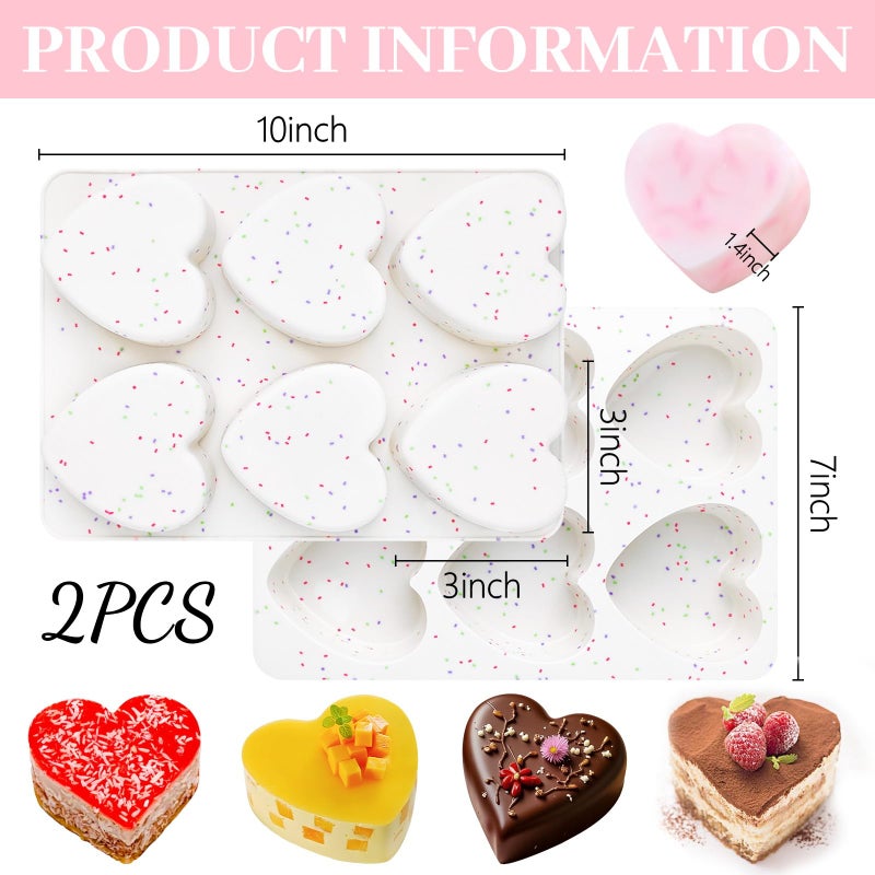 LEBERY Heart Chocolate Molds Silicone 2 Pcs Heart Shaped Muffin Cake Pan Mold Hearts Candy Jello Molds Nonstick Silicone Mold for Baking Hearts Valentine Cupcake Pan for Brownies, Tartlets and Egg Bites - Image 5