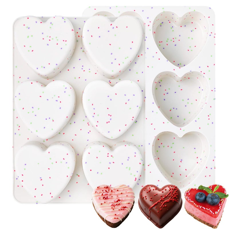LEBERY Heart Chocolate Molds Silicone 2 Pcs Heart Shaped Muffin Cake Pan Mold Hearts Candy Jello Molds Nonstick Silicone Mold for Baking Hearts Valentine Cupcake Pan for Brownies, Tartlets and Egg Bites - Image 1