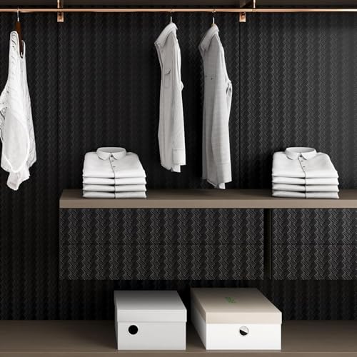 ReWallpaper Black Textured Wallpaper Peel and Stick Modern Embossed Contact Paper for Cabinets Removable Prepasted Wallpaper Roll for Walls Waterproof Bathroom Wall Paper Easy to Apply 17.7in x 6.5ft - Image 2