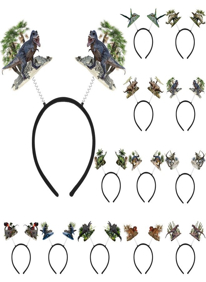 SiliFine 12 Pcs Dinosaur Headbands Party Favors Hats Dragon Headbands Felt Hair Hoop Dinosaur Birthday Party Supplies for Jungle Animal Decorations Cosplay Photo Booth Props - Image 1