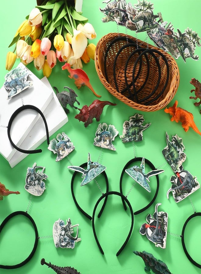 SiliFine 12 Pcs Dinosaur Headbands Party Favors Hats Dragon Headbands Felt Hair Hoop Dinosaur Birthday Party Supplies for Jungle Animal Decorations Cosplay Photo Booth Props - Image 2