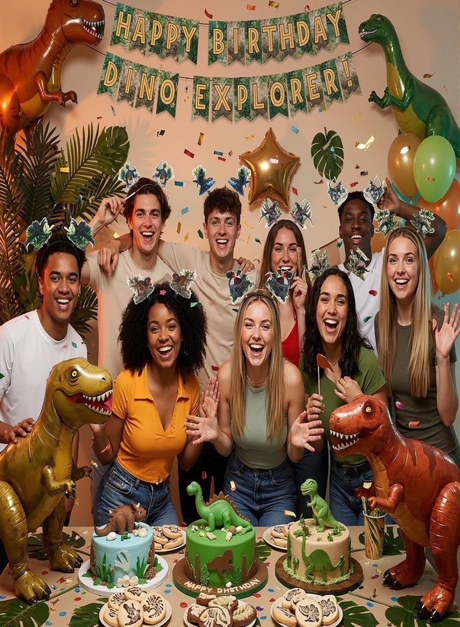 SiliFine 12 Pcs Dinosaur Headbands Party Favors Hats Dragon Headbands Felt Hair Hoop Dinosaur Birthday Party Supplies for Jungle Animal Decorations Cosplay Photo Booth Props - Image 5