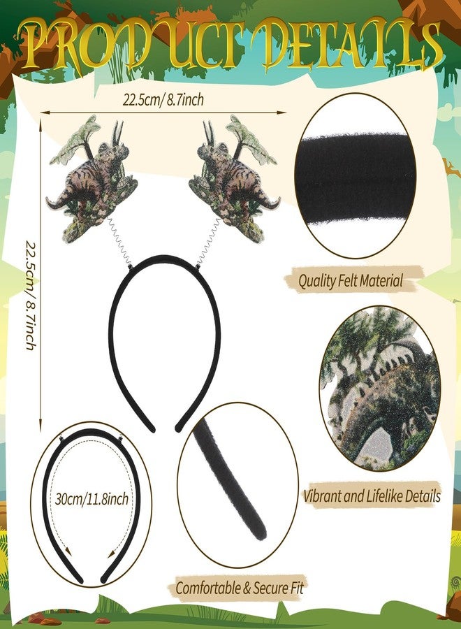 SiliFine 12 Pcs Dinosaur Headbands Party Favors Hats Dragon Headbands Felt Hair Hoop Dinosaur Birthday Party Supplies for Jungle Animal Decorations Cosplay Photo Booth Props - Image 4