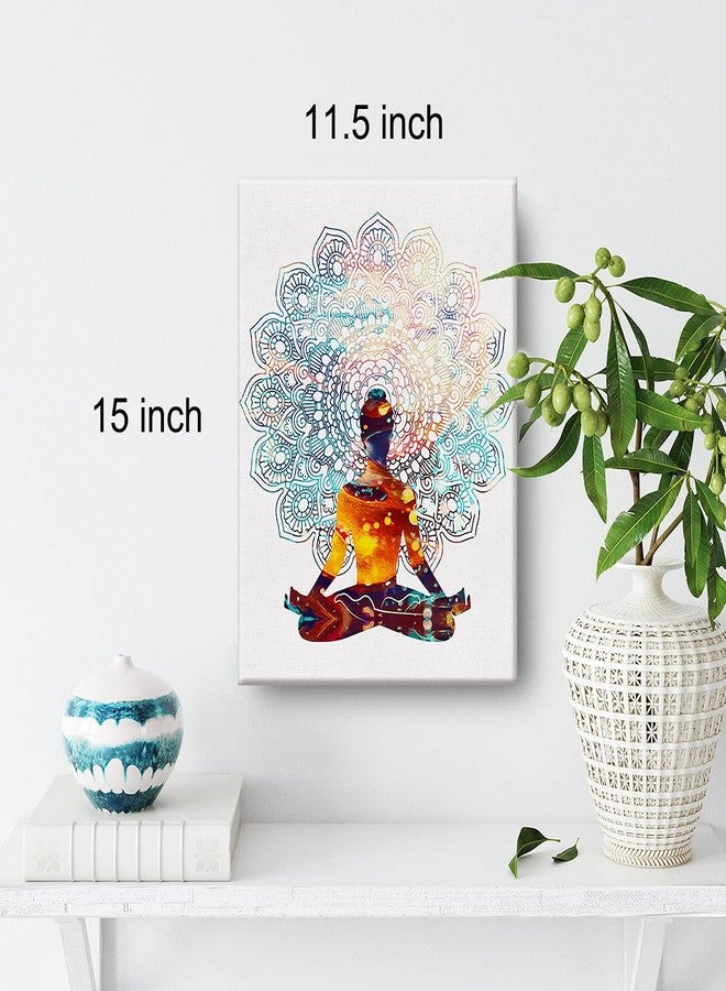 Nvhai Watercolor Buddhism Art Spiritual Yoga Mantra Canvas Painting Prints for Home Living Room Wall Decor Framed Buddhist Artwork Gifts(12x15 Inch) - Image 2