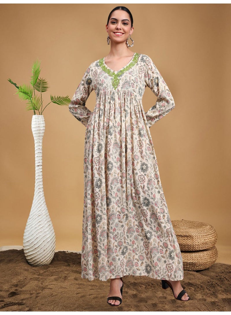 الايا جلابية رايون نسائية برقبة مطرزة - AL4067 - Image 3