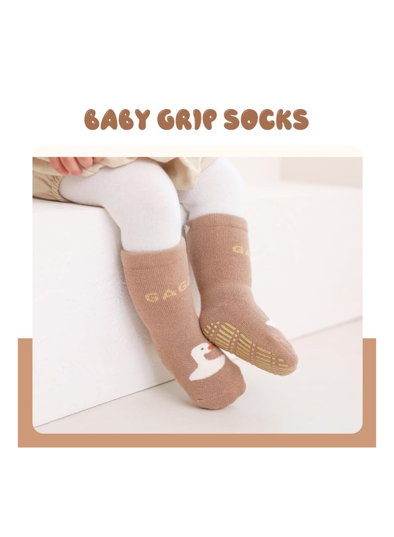 Cozy Non-Slip Toddler Socks - 5 Pairs of Anti-Slip Socks for Kids Aged 1-3 Years, Perfect for Little Feet  - Image 2