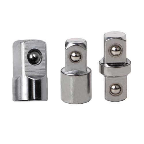 TorSor 3 Pack Impact Socket Adapter Set Joint Chrome 3/8" Coupler + 3/8" to 1/4" + 1/2" to 1/4" Extension Converter Reducer for Wrench Ratchet Driver Bit Drill Car Maintenance Construction Work - Image 1