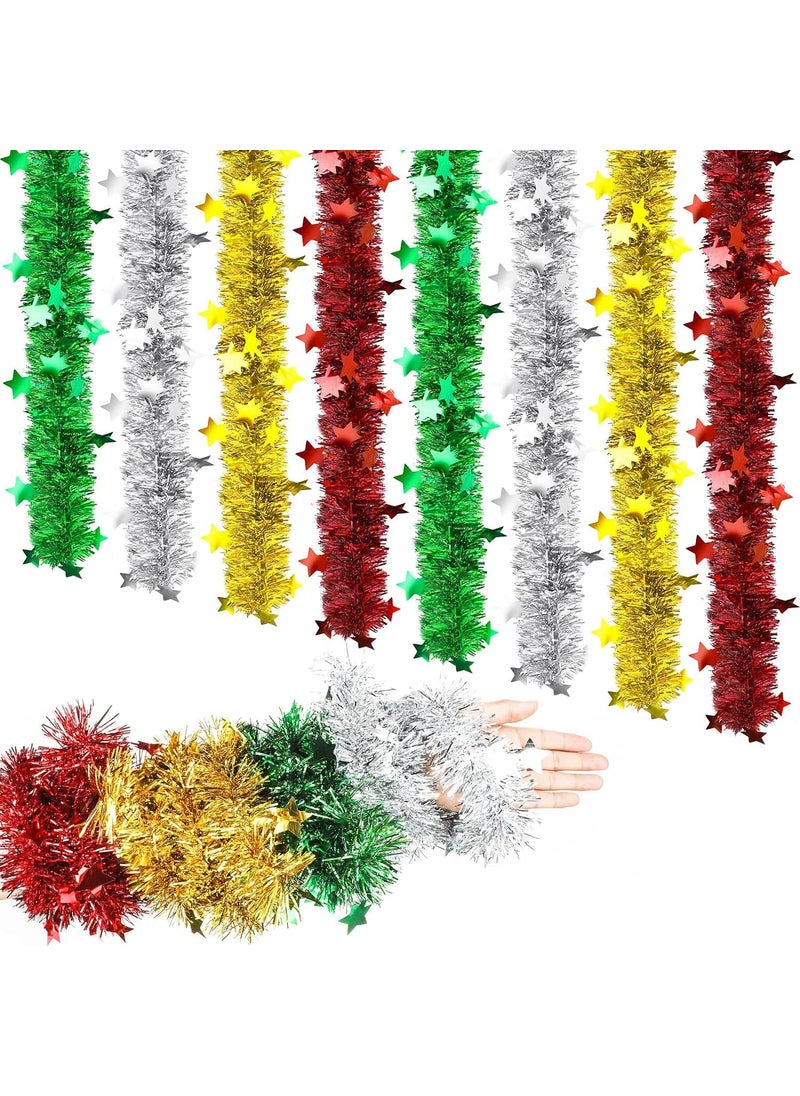 Lazybeee Lazybeee Christmas Tinsel Garland for Home Decorations Wall Door Xmas Tree Hanging Strings 66 Feet Long Christmas Decorations Items for Home Pack of 10 4 Colors  - Image 1
