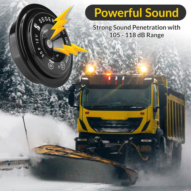 SEGER SEGER Car Horn, Disc Horn (50F Series) - 12V, High Tone, Truck Horn - Waterproof, Universal Fit, Loud Car Horn with Mounting Bracket  - Image 2
