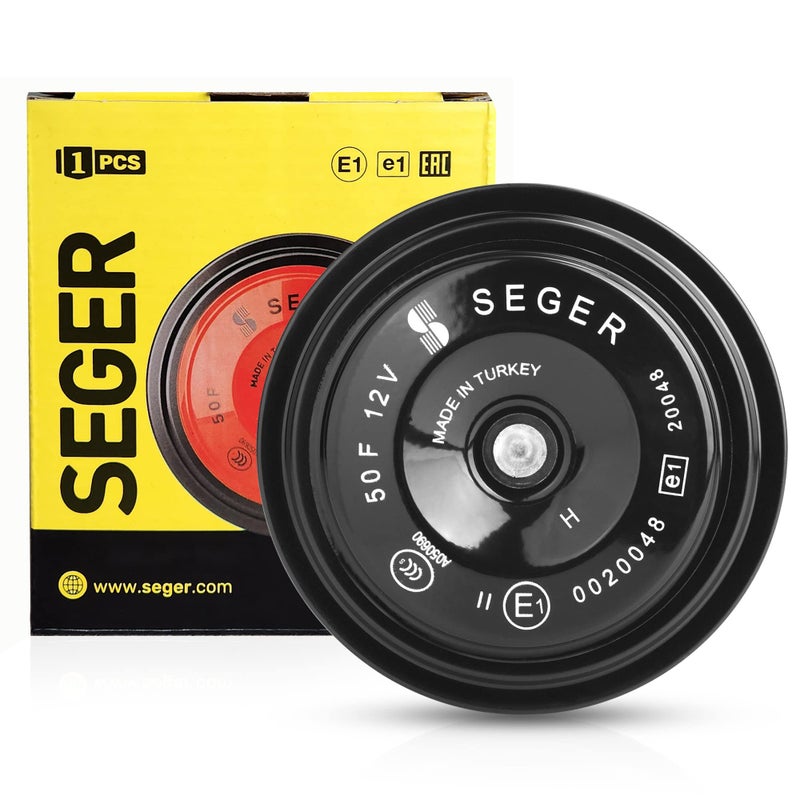 SEGER SEGER Car Horn, Disc Horn (50F Series) - 12V, High Tone, Truck Horn - Waterproof, Universal Fit, Loud Car Horn with Mounting Bracket  - Image 1