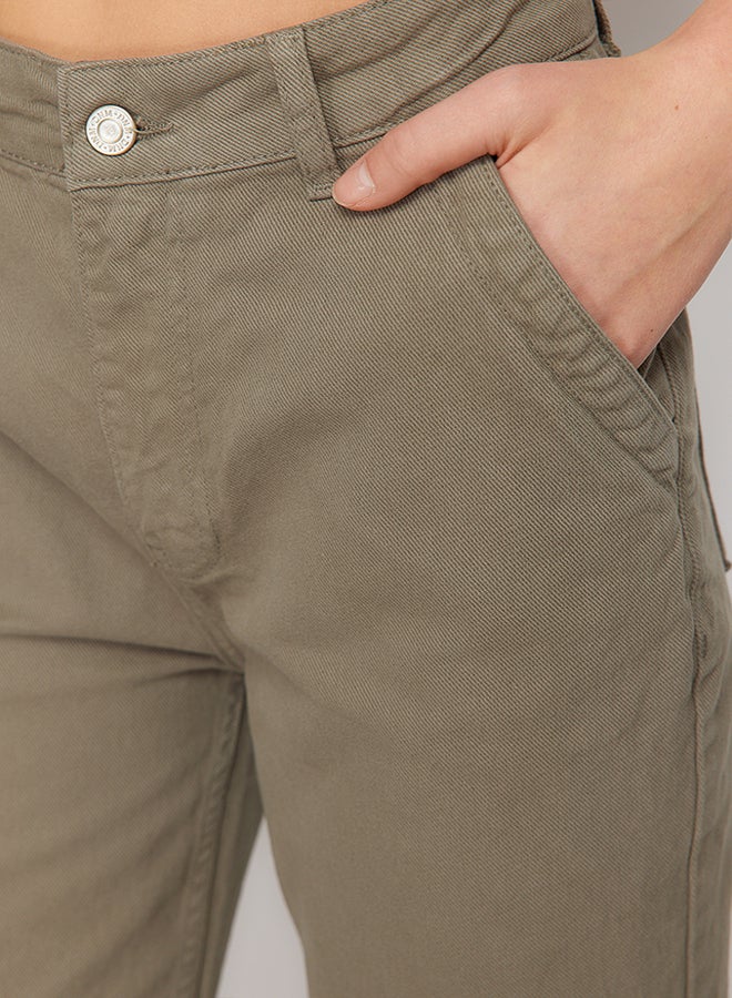 trendyol Khaki Pocket Detailed High Waist Wide Leg Jeans TWOSS24JE00208  - Image 5