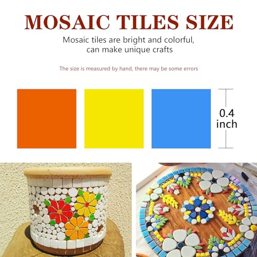 Csdtylh 1000 Pcs Mosaic Tiles, Glass Mosaic Tiles for Crafts Bulk, Stained Mosaic Glass Pieces, Mosaic Supplies for Home Decoration, Art Crafts, DIY Projects, Opaque (Square) - Image 2