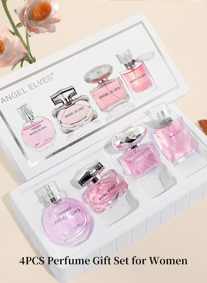 MARK HIM 4-Piece Soft Pink Floral Women Perfume Gift Set, Ideal Gift for Birthday Holiday Anniversary, Elegant Shaped Bottle Long-Lasting Eau de Toilette Collection Kit - Image 2