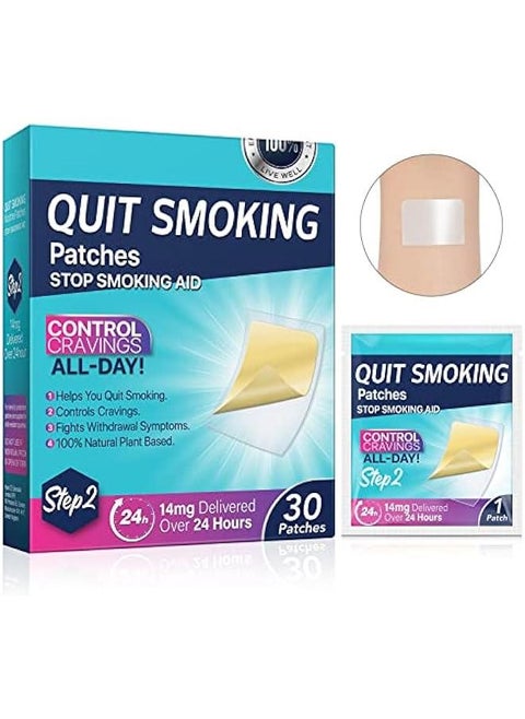 14mg Quit Smoking Patches, Step 2, 30 Count, Transdermal System, Effective Anti-Stickers, Stop Smoking Aids, 2 Weeks Supply