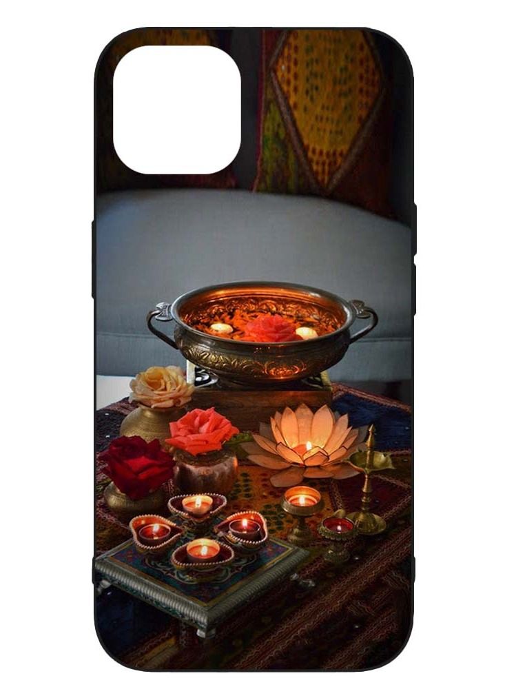 Service Zone Protective Printed Mobile Cover Happy Diwali  Decoration With Lighting Lamp Diya Design For Apple iPhone 13 Pro Max  - Image 1