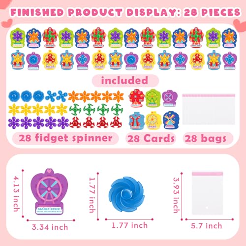 nicknack 28pcs Fidget Spinner with Gift Cards for Kids Mini Fidget Spinners Bulk Toy Party Favors Goodie Bag Stuffers for Kids Carnival Prizes Pinata Fillers Classroom Prizes Bulk Toys - Image 5