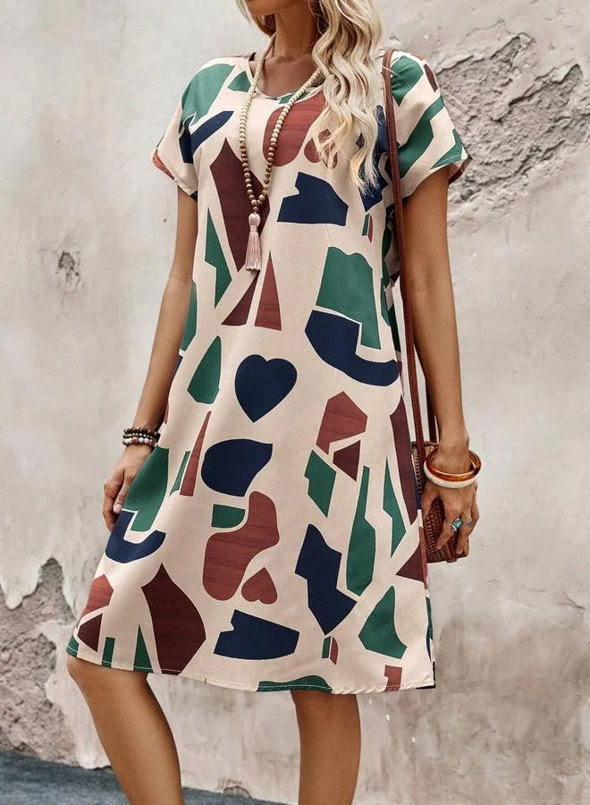 Take Two Women Color Block Short Sleeve Knee-Length Dress