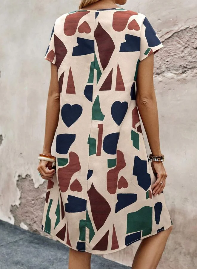 Take Two Women Color Block Short Sleeve Knee-Length Dress
