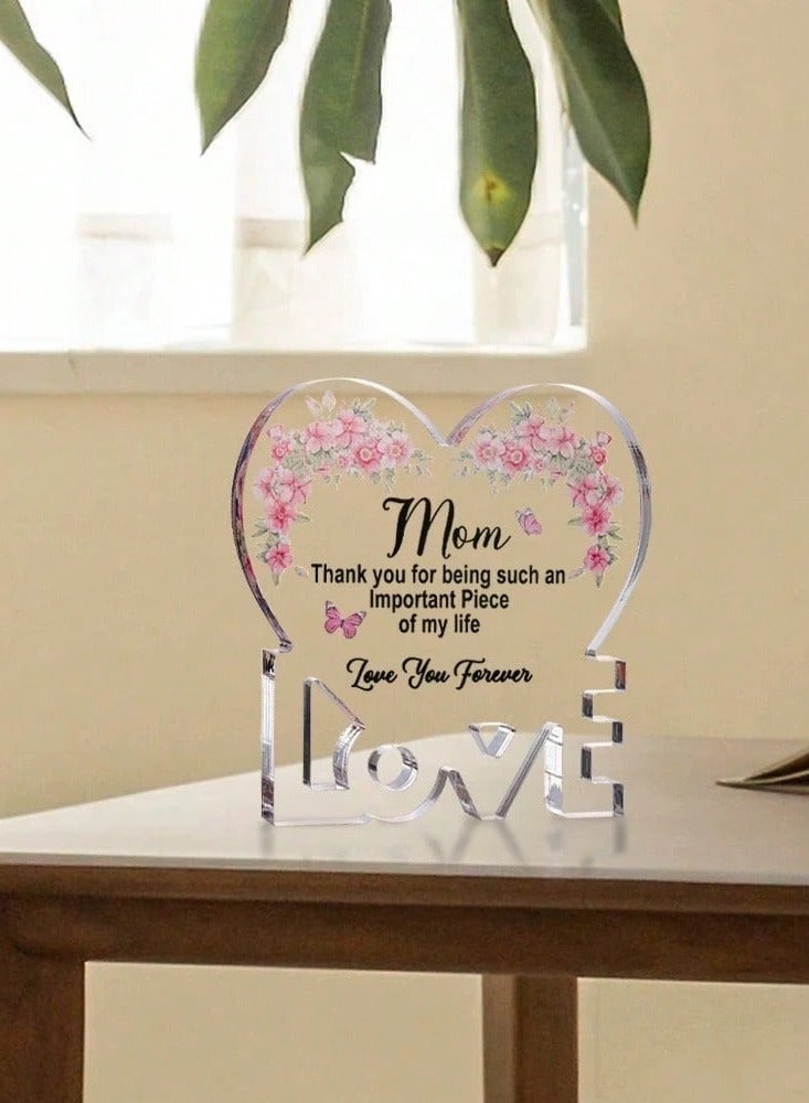 Mother's Day Gift Acrylic Heart Shaped with Touching Words for Mom A special gift for Mother's Day or special occasions - Image 2