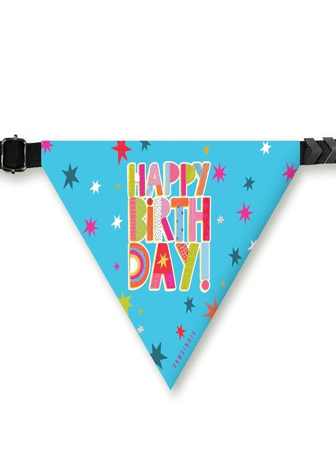 PawsIndia Dog Bandana with Collar Small Medium Large Dogs & Cats 100% Adjustable with Buckle Stretchable Fabric Happy Birthday-Multi - Image 1
