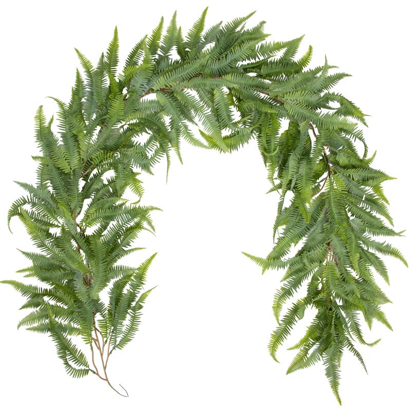 Briful 5ft Long Greenery Garland Boston Fern Floral Garland for Door Mantle Decorations, Lush Realistic Spring Summer Artificial Garland for Home Farmhouse Indoor Decor - Image 1