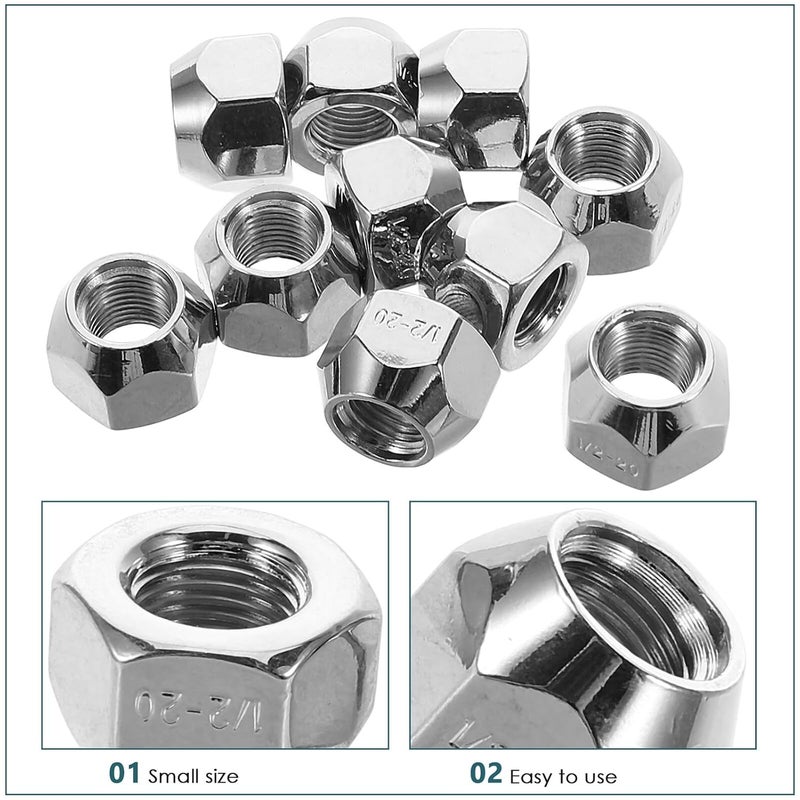 10 Pcs 1/2-20 Open End Lug Nuts for Trailer Rv Tire Wheel Lugs Acorn Style Truck Tire Bolts for Automotive Wheel Replacement - Image 3
