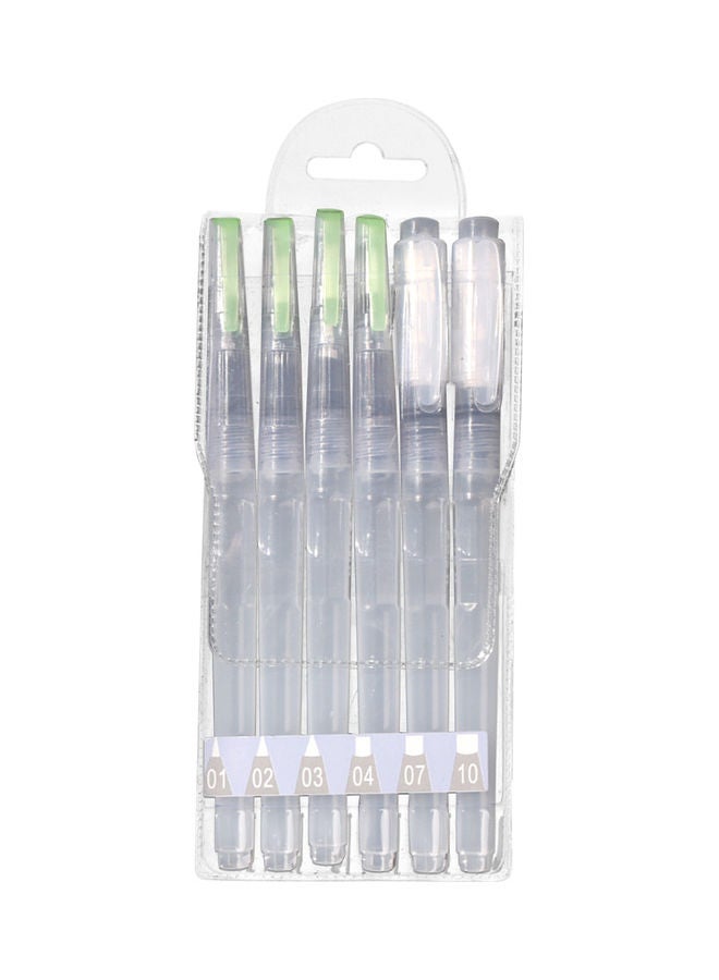 NIBEMINENT 6-Piece Refillable Brush Pen Set Silver/White/Green